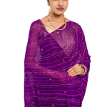 Purple Chinon Chiffon Lehariya Saree | Aari & Sequin Work | Jaipurio Designer Collection